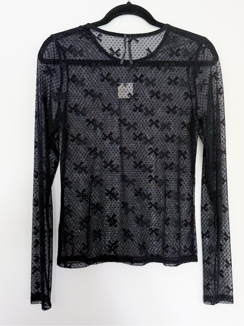 NWT Anthropologie Long-Sleeve Novelty Lace Top in Black Size Medium - Picture 3 of 6
